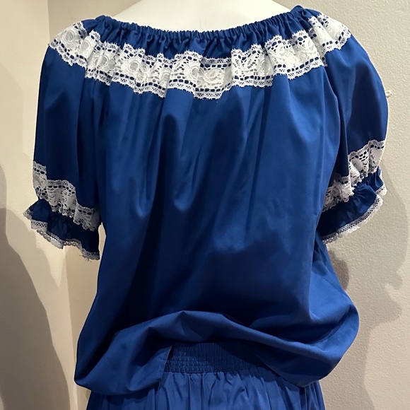 Vintage Blue Partner Please by Malco Modes Square Dance Set Size M w/ Bloomers - Picture 6 of 8